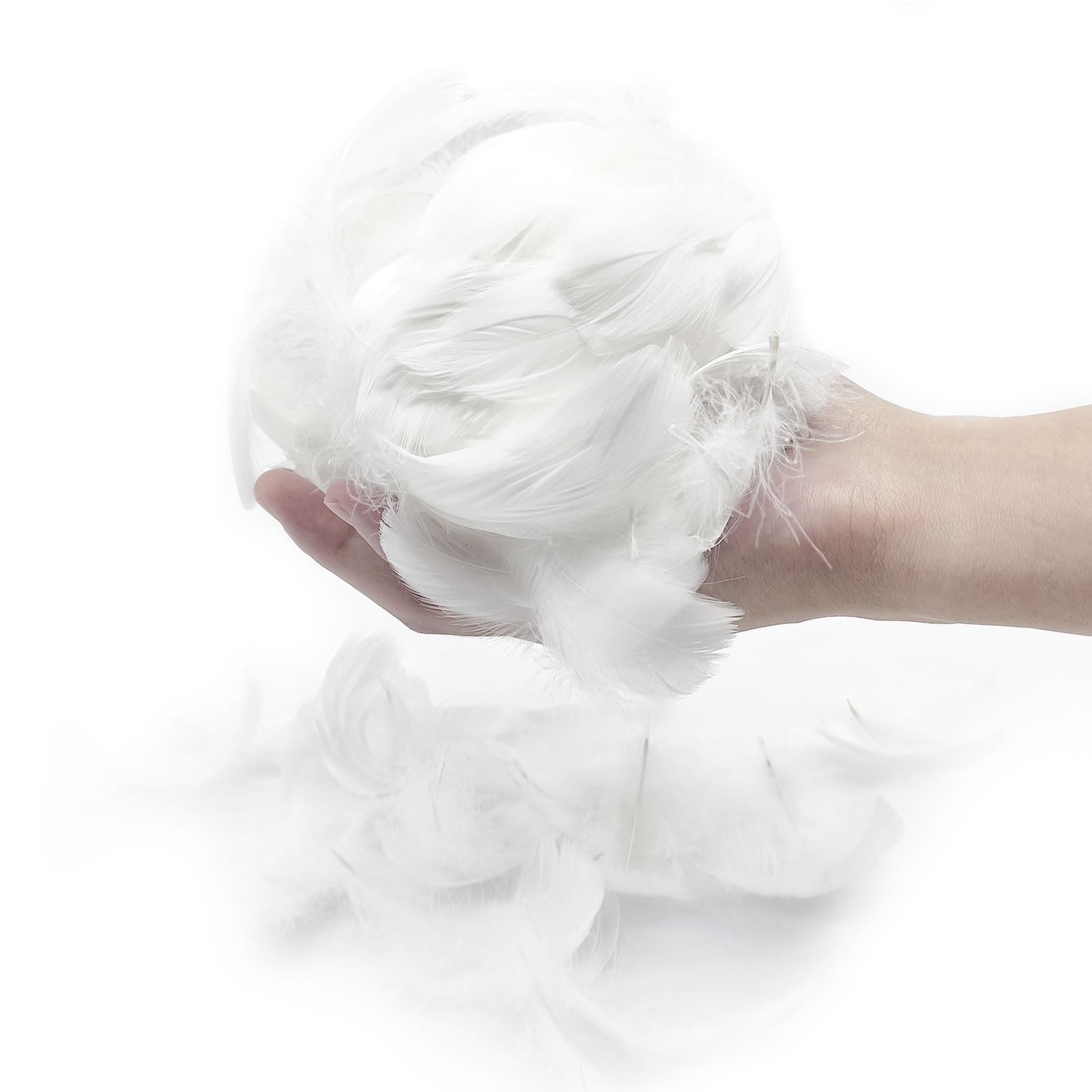 EUPSIIU 300 Pieces Feathers for Crafts White Feathers Natural Goose Feathers DIY Handmade Crafts Gift Box Filling Ornament Decoration Party Wedding Costumes Decoration Dreamcatcher(White)