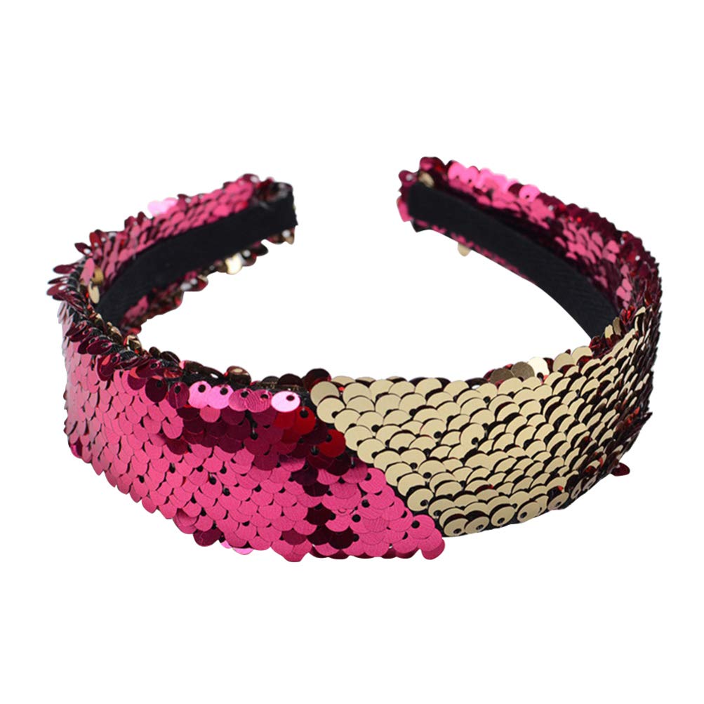 NUOBESTY Sequin Headband Reversible Padded Hair Band for Girls and Women Party Sparkling Sequin Design for Special Occasions