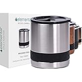 Elemental Recess Lowball Tumbler, 10oz Triple Wall Stainless Steel Cup with Non-Shattered Tritan Lid, Insulated Whiskey Glass, Insulated Coffee Tumbler Mug for Hot & Cold Drinks - Brushed Steel