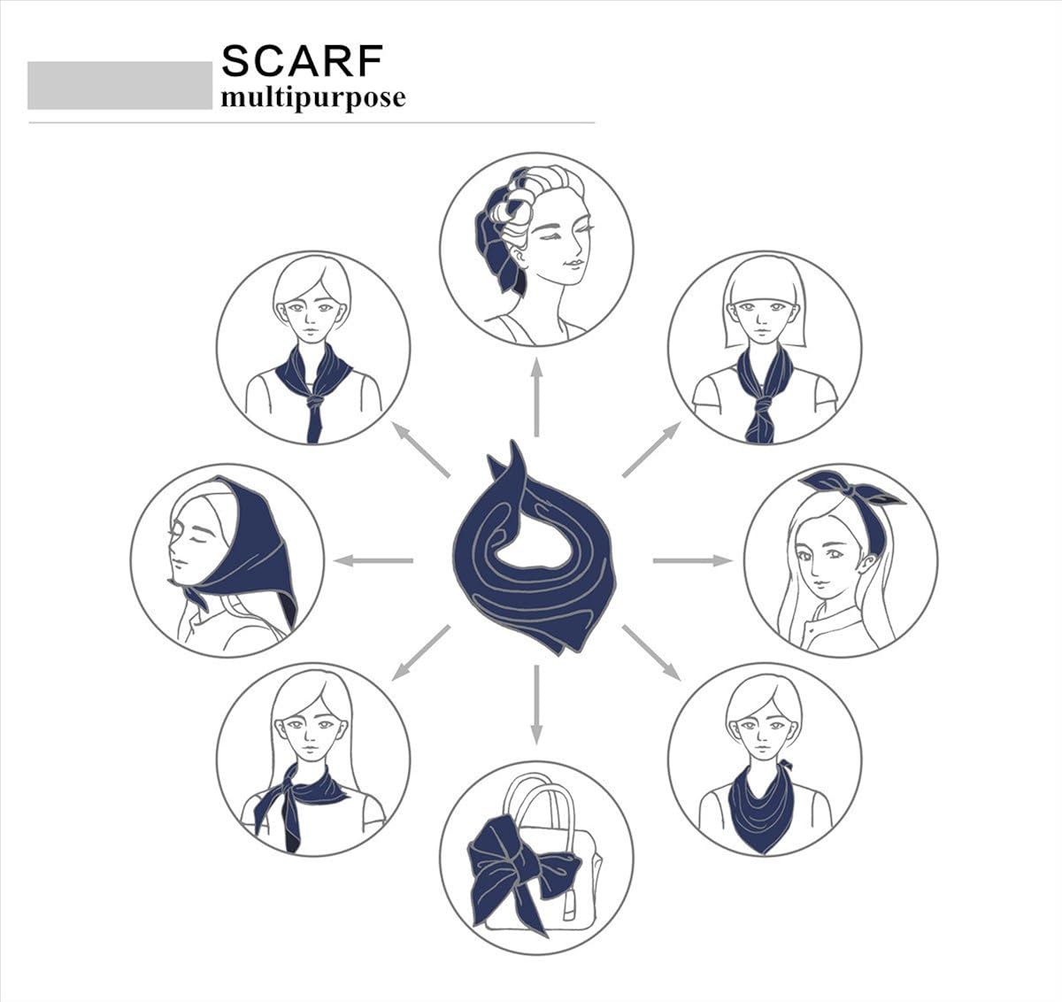 Satin Silk Head Scarf Neckerchief, Women Hair Neck BandanaThin Soft Scarfs for Spring Summer, Mom Grandma Best Friend Sister Wife Girlfriend Gift at  Men’s Clothing store