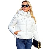 MODERN BUBBLE Puffer Jacket Womens Thickened Down Jacket with Diamonds Lightweight Winter Coats for Women