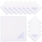 12PCS Wedding Handkerchief Bride 11" x 11" Happy Tears Cotton Mother Father Groom Bride Handkerchiefs with Scallop Lace Edges for Wedding Day