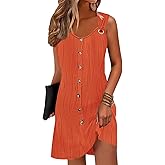 ETCYY Sun Dresses for Women 2026 Vacation Beach Swimsuit Coverups Sundresses Button Down Sleeveless Summer Dress