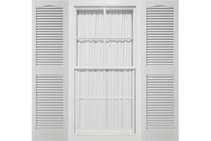 MID AMERICA 12"W x 43"H Mid-America Vinyl, Standard Size Cathedral Top Center Mullion, Open Louver Shutter, w/Installation Shutter-Lok's & Matching Screws (Per Pair), 001 - White
