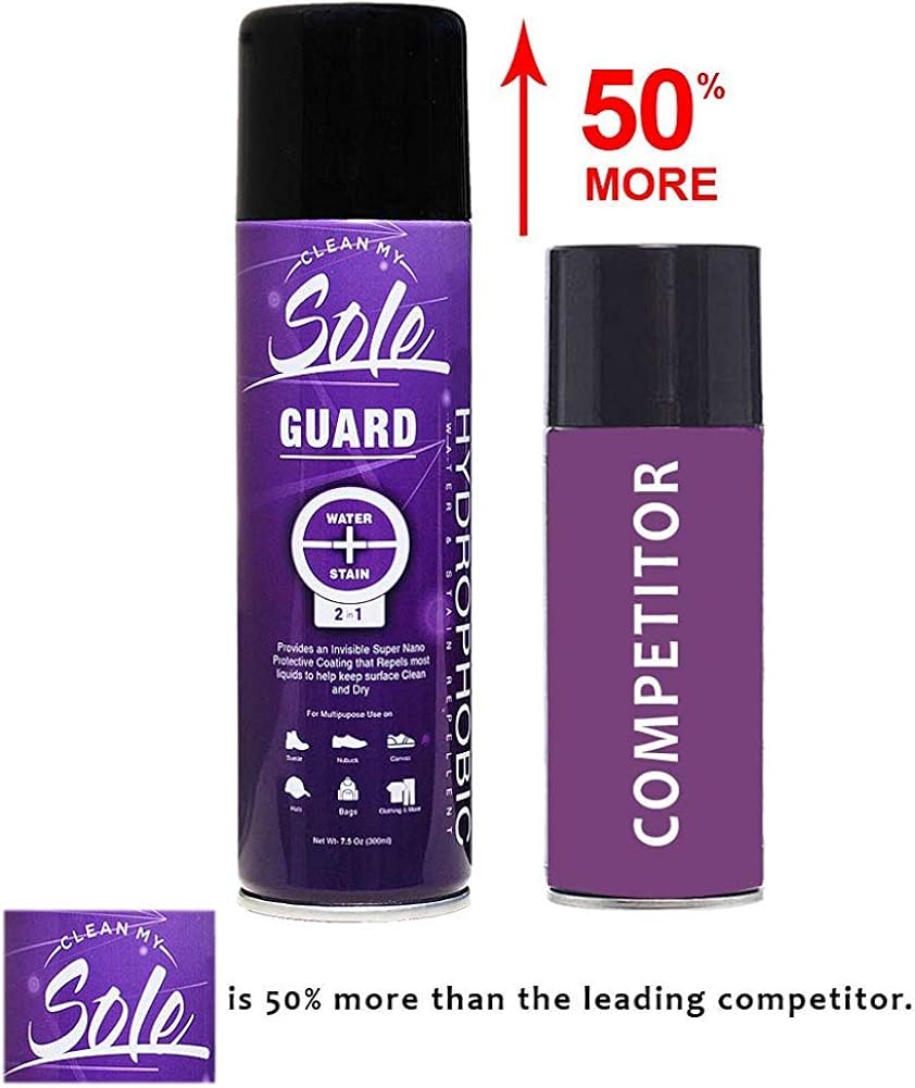 Clean My Sole Guard Waterproof Protection For Sneakers Repels Liquids & Stains On Nubuck Leather, Suede, Fabric, Canvas, Upholstery and more 7.5 Oz: Shoes