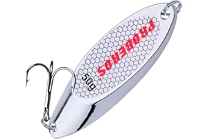 PROBEROS Fishing Spoons Lures Bass Baits Jigging Bait Tackle with Treble Hooks Hard Metal Spoon Fishing Lure Weight Pick 10 Pcs/Pack Silver Gold