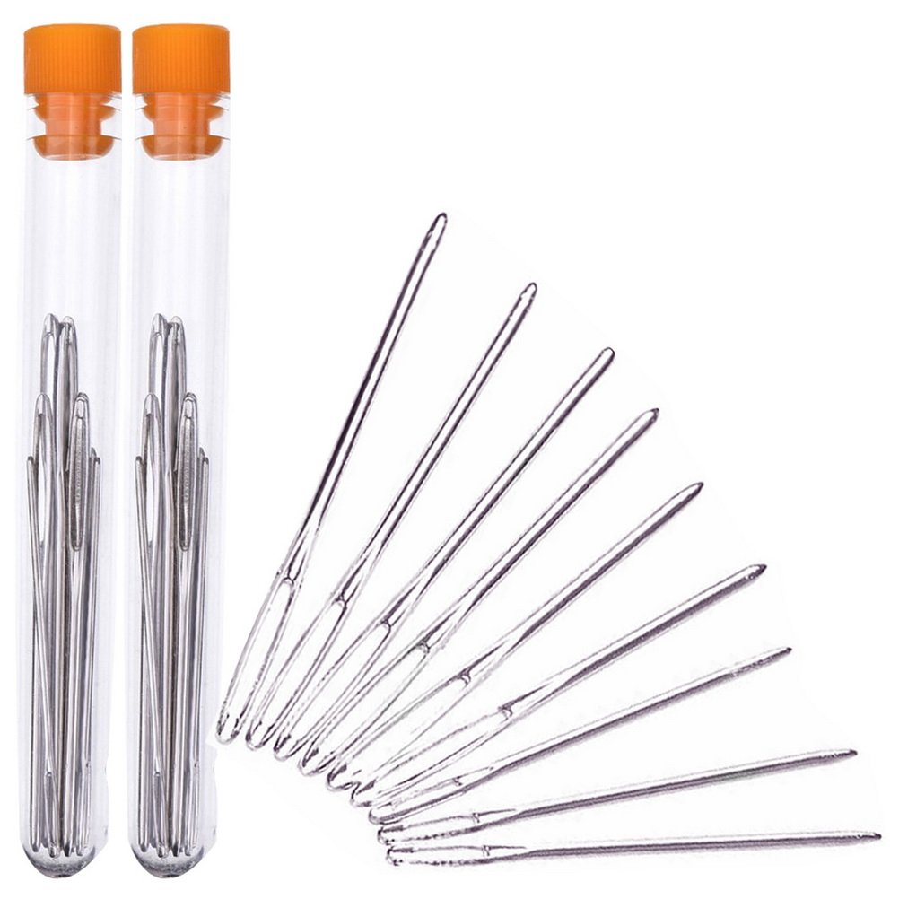 Pengxiaomei 18 Pieces LargeEye Blunt Needles, Steel Embroidery Needle
