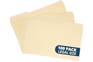 File Folder, 1/3 Cut Assorted Tab, Legal Size, Manila, Great for organizing and Easy File Storage, 100 Per Box