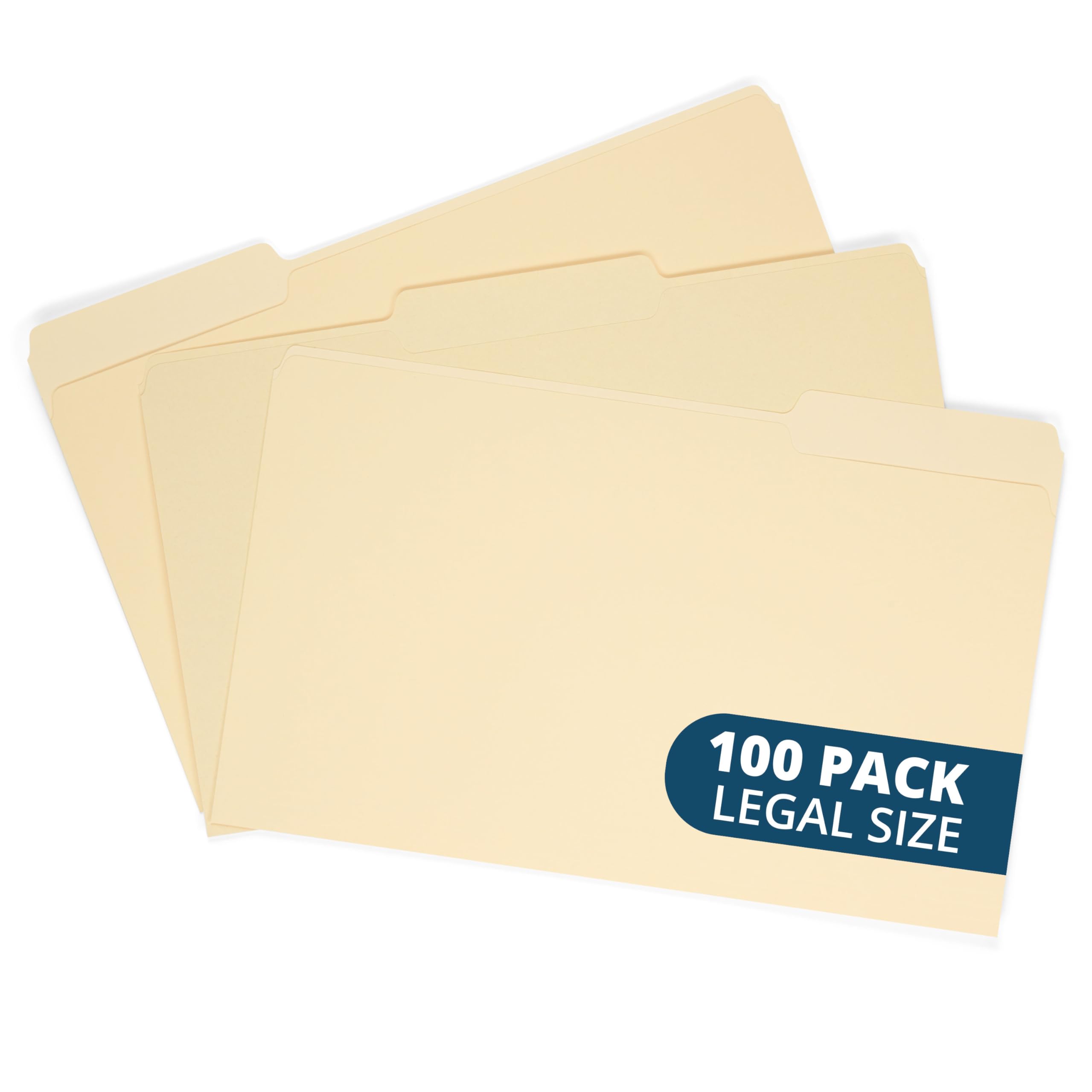 Photo 1 of Blue Summit Legal File Folder, 100 Per Box, 1/3 Tab Manila Legal Folder for Organizing and File Storage