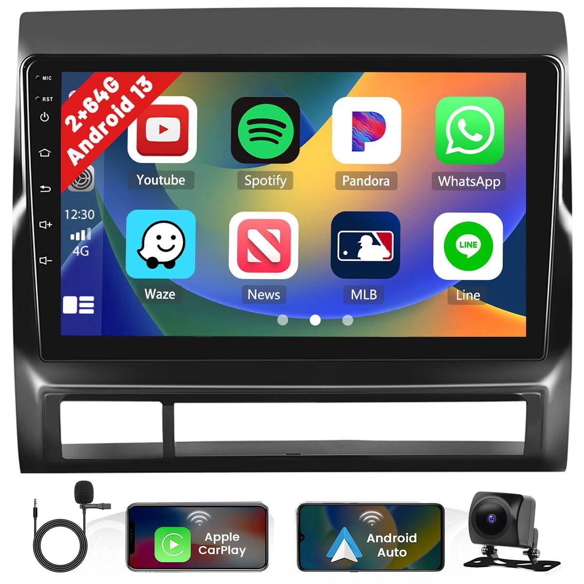 Photo 1 of [2G+64G] Latset Android Car Radio Stereo for Toyota Tacoma 2005-2015 with Wireless Apple Carplay Android Auto, 9 inch Touch Screen Radio Bluetooth WiFi GPS FM RDS EQ+Free AHD Backup Cam