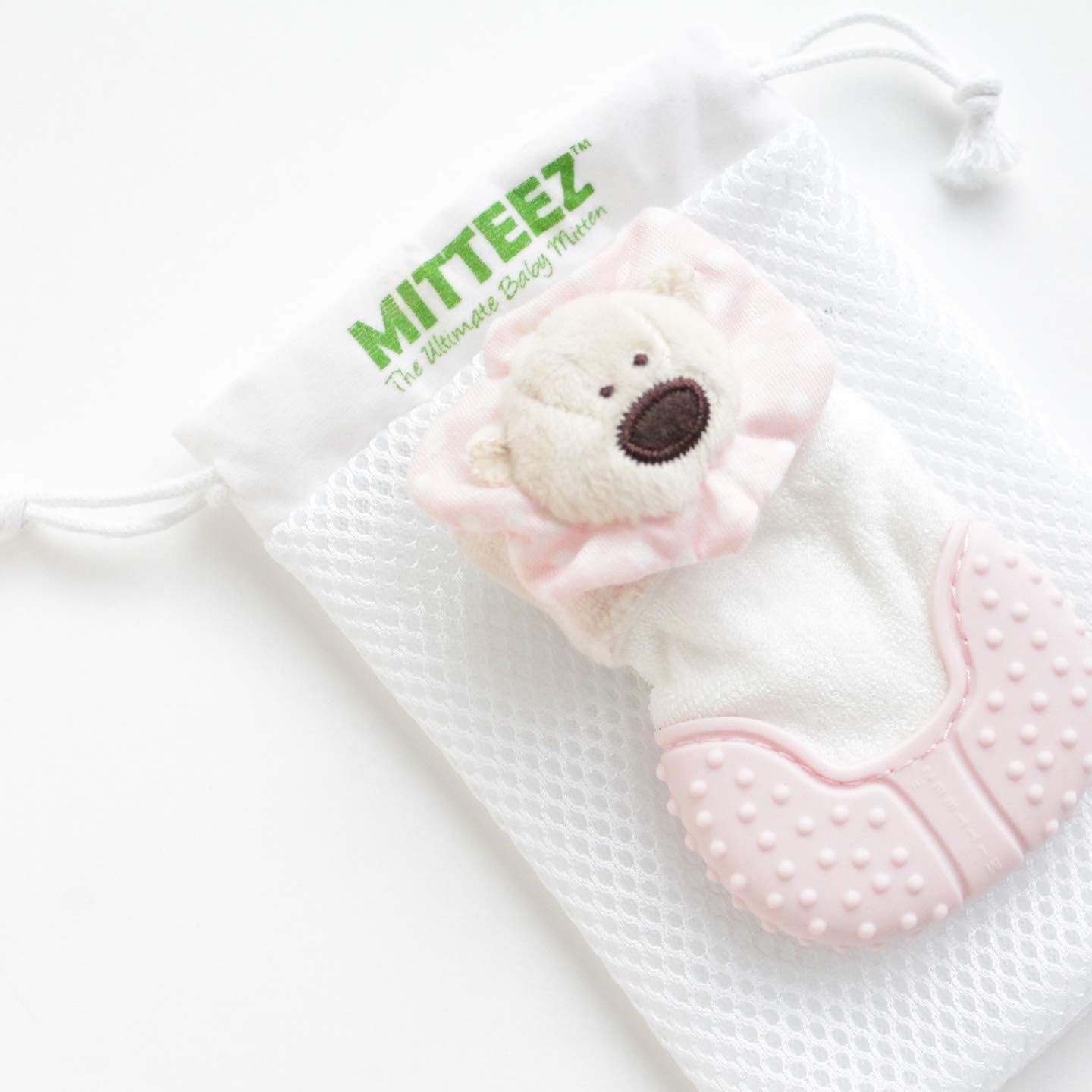MITTEEZ Organic Premium Teething Mitten and Keepsake for Babies 0-8 Months - Pink