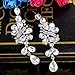 BriLove Wedding Bridal Dangle Earrings for Women Victorian Style Crystal Cluster Teardrop Leaves Dangle Earrings Clear Silver-Tone
