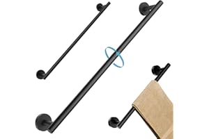 Black Towel Bar, 26 Inch Stainless Steel Wall Mounted Towel Rail, Easy to Install Bathroom and Kitchen Hanger Holder for Towe