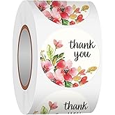 Heyfibro 500 PCS 1.5" Thank You Sticker for Small Business, Baking Packaging, Gift Cards, Envelopes Seals, Wedding(Flower 4)
