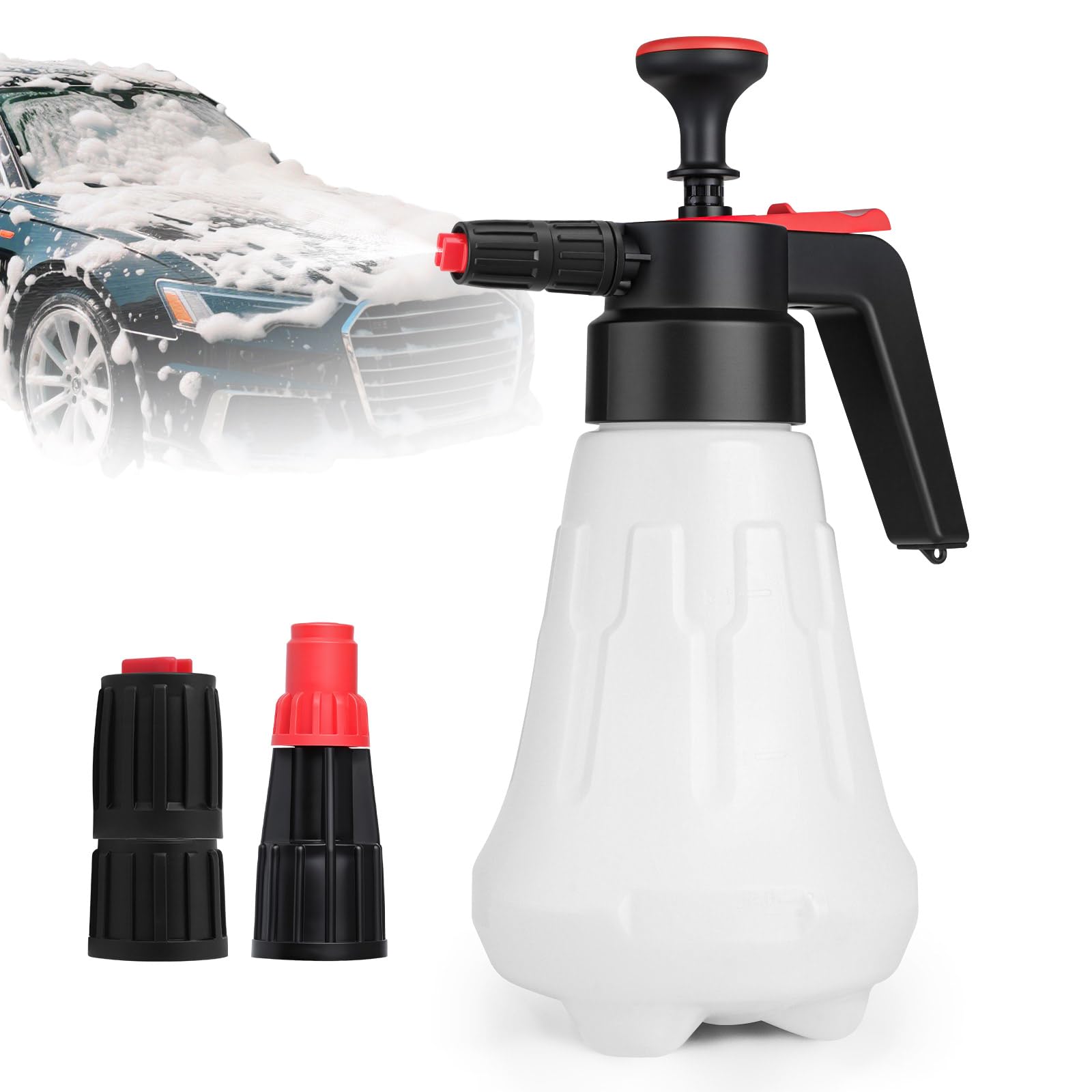 Photo 1 of 1.5L Pump Foam Sprayer, 50oz Foaming Pump Blaster,0.26Gal Hand Pressurized Soap Sprayer with 2 Adjustable Nozzles, Durable Tank, Visible Scale, Suitable for Car Washing and Lawn&Garden Care