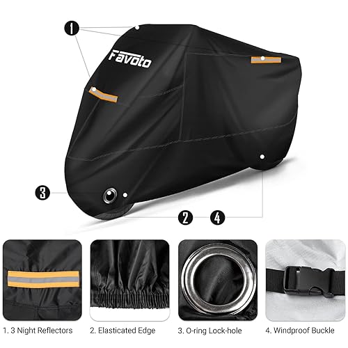 Favoto Motorbike Cover Waterproof Motorcycle Cover Outdoor Oxford