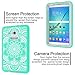 Samsung Galaxy Tab E Lite 7.0 Case, Galaxy Tab 3 Lite 7.0 Girls Case, Hocase Shockproof Hybrid Silicone Rubber Bumper+Hard Shell Protective Case with [Raised Edges] - Teal Mandala Flowers/Grey