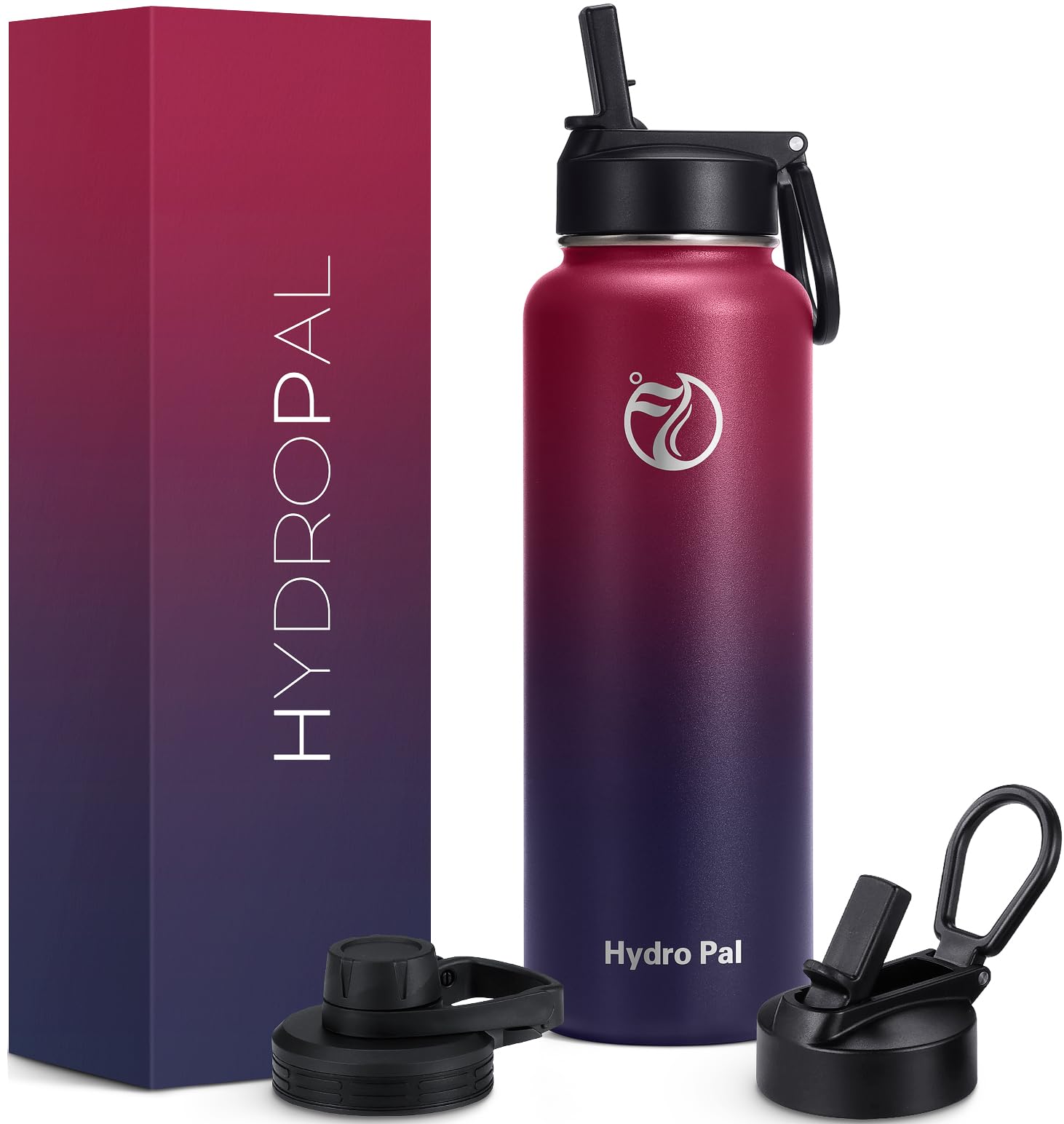 HydroPal Vacuum Insulated Stainless Steel Water Bottle, 1.9L/1.2L/1L/750ml/500ml- 2 Lids (Straw Lid and Spout Lid), 2 Straws Water Bottle for 12 Hours Hot & 24 Hours Cold, Great for Work, Travel — image 1