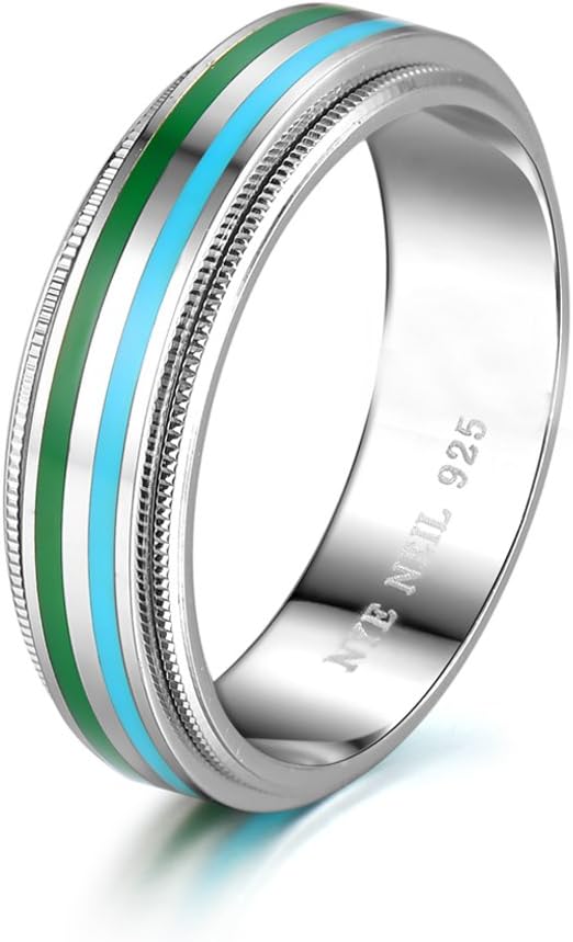 925 Sterling Silver Mood Rings Wedding Party Bands,Colour Silver
