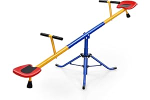 GLACER Seesaw for Kids Outdoor, Metal Swiveling 360 Degrees Rotating Preschool Teeter Totter for Children Age 3+, Indoor Outdoor 2-Person Playground Equipment