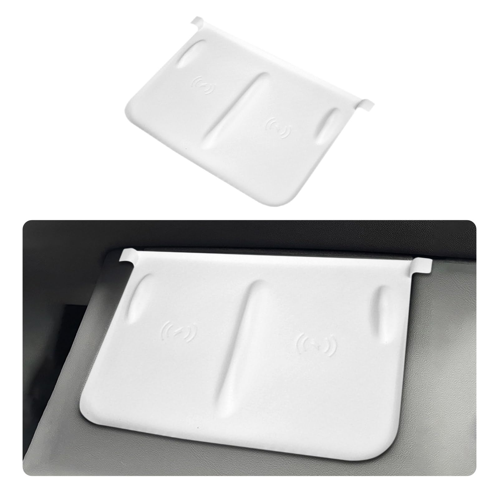 Photo 1 of Ziciner Center Console Wireless Charging Mat, Universal Auto Center Console Interior Accessories for 2021-2023 Model 3 Model Y, Non Slip Car Wireless Charger Silicone Cover Pad (Carbon Fiber White)