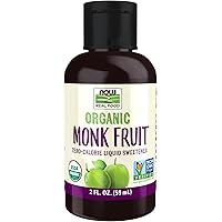 NOW Foods, Certified Organic Monk Fruit Liquid, Zero-Calorie Liquid Sweetener, Non-GMO, Low Glycemic Impact, 2-Ounce