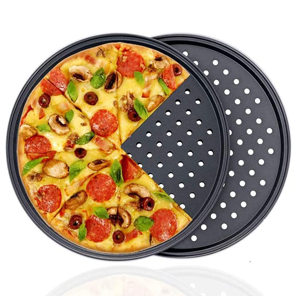 CATTY 2 Pieces Pizza Baking Pans, Non-Stick Pizza Pan, Perforated Pizza Tray, Great for Home and Party Baking Use, Used to Make A Variety of Pizzas, Pies