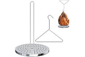 ZJYWSCH Turkey Fryer Stand Kit Stainless Steel, Vertical Chicken Roaster Stand Rack for Deep Fryer Boiler Accessory Kit Turkey Fryer Hanger Roaster Holder Base with Lifter Hook