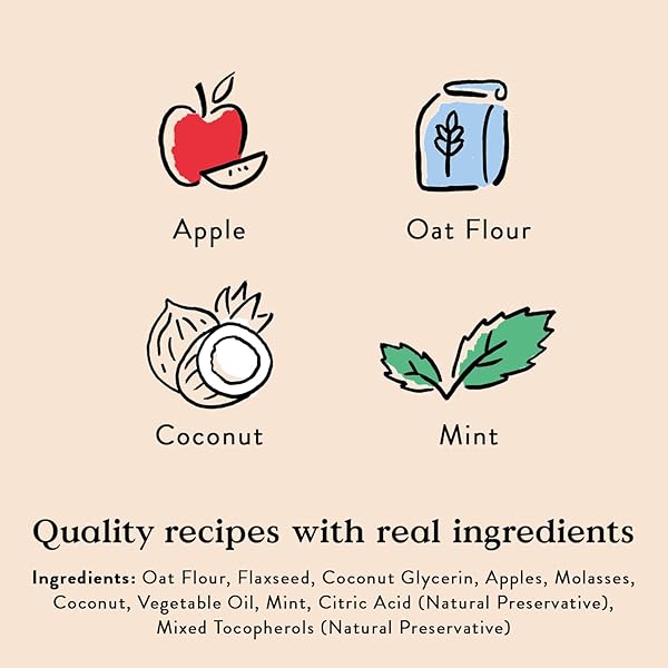BOCCE’S BAKERY DAILIES BRUSHY BITES DOG TREATS FOR WELLNESS SUPPORT, WHEAT-FREE DOG TREATS, MADE WITH REAL INGREDIENTS, BAKED IN THE USA, ALL-NATURAL SOFT & CHEWY, APPLE & MINT RECIPE, 6 OZ