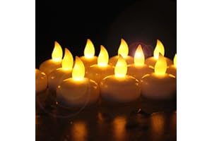 Novelty Place 12Pcs LED Floating Candles, Waterproof Flameless Tea Lights Flickering Warm Yellow Light - Battery Operated Can