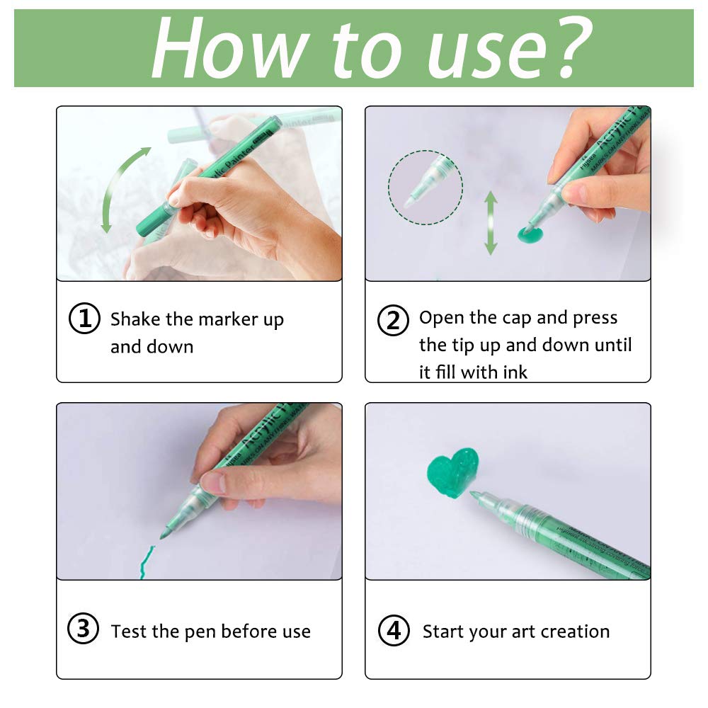 Acrylic Paint Marker,Sunvito 12 Colors Paint Art Markers Pens,0.7 mm Extra Fine Point Paint Pen for Rock Painting,Ceramic,Wood,Glass,DIY Craft and Most Surfaces