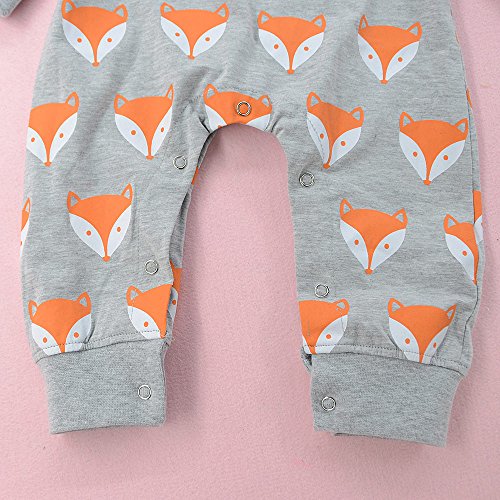 Cute Newborn Clothes Charberry Infant Baby Girl Boy Fox Print Warm Romper Jumpsuit - Thumbnail 4