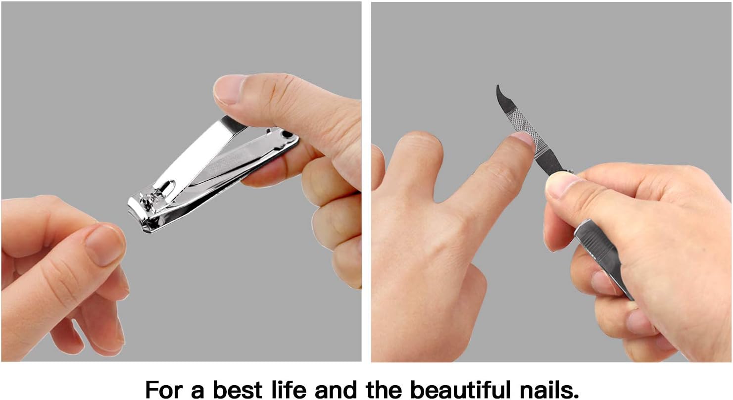 Svipear Nail Clippers with Nail File, No Splash Fingernail Toenail Clippers Nail Cutter Set, Silver Stainless Steel, Good Gift for Women and Men (1 Pieces): Health & Personal Care
