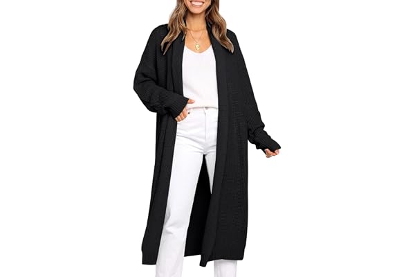 LILLUSORY Women's Oversized Slouchy Knit Chunky Open Front Sweater Coat with Pockets