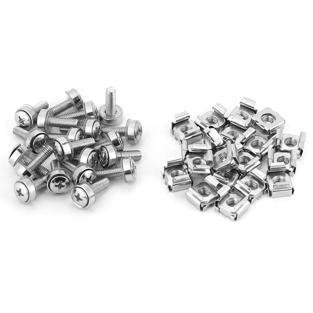 20Pcs/set Captive Nut Network Cabinet Rack Screws & Cage Nuts Assortment Kit Mounting Screws Hardware (M5*20)