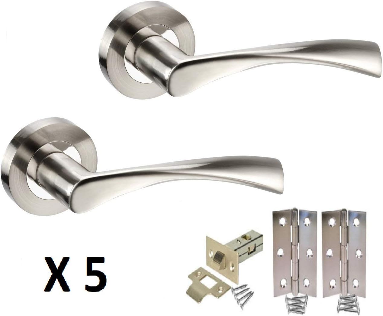 Astrid Modern Chrome Door Handles on Rose with Duo Finish Door Pack