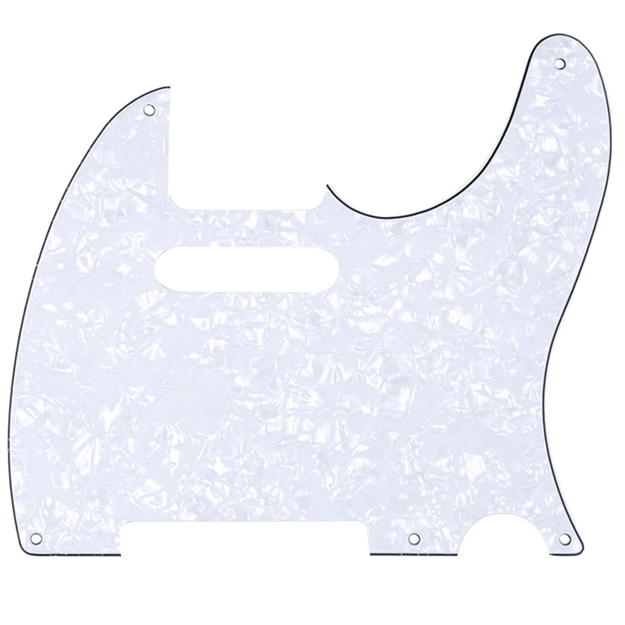Musiclily 5 Hole Vintage Tele Pickguard for Fender American/Mexican Made Standard Telecaster Style Electric Guitar, 4Ply White Pearl