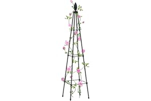 Garden Trellis for Climbing Plants Outdoor, deaunbr Plant Support Tower Obelisk Trellis Garden Trellises for Vines, Flowers Stands, Indoor Potted Plants, Rose, Cucumber, Pea, Tomato, Clematis -1 Pack