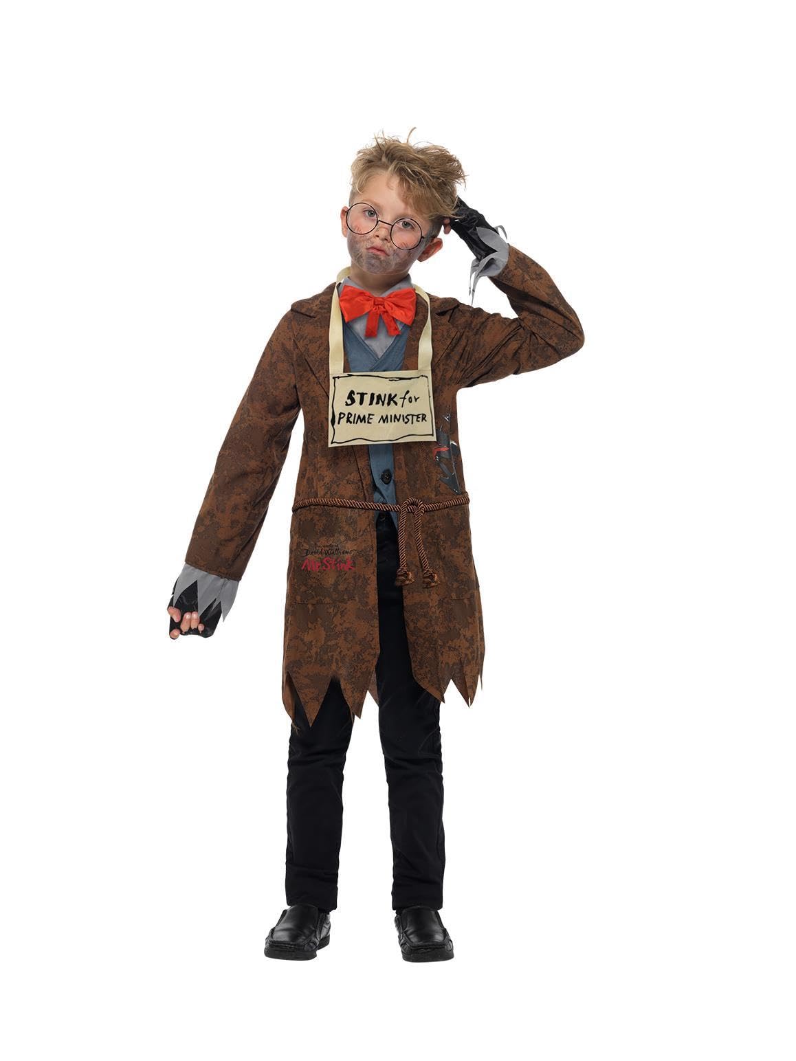 Smiffys David Walliams Deluxe Mr Stink Costume, Brown Jacket, Waistcoat, Shirt & Bow Tie, Walking Stick, Officially Licensed David Walliams Fancy Dress, Child Dress Up Costumes