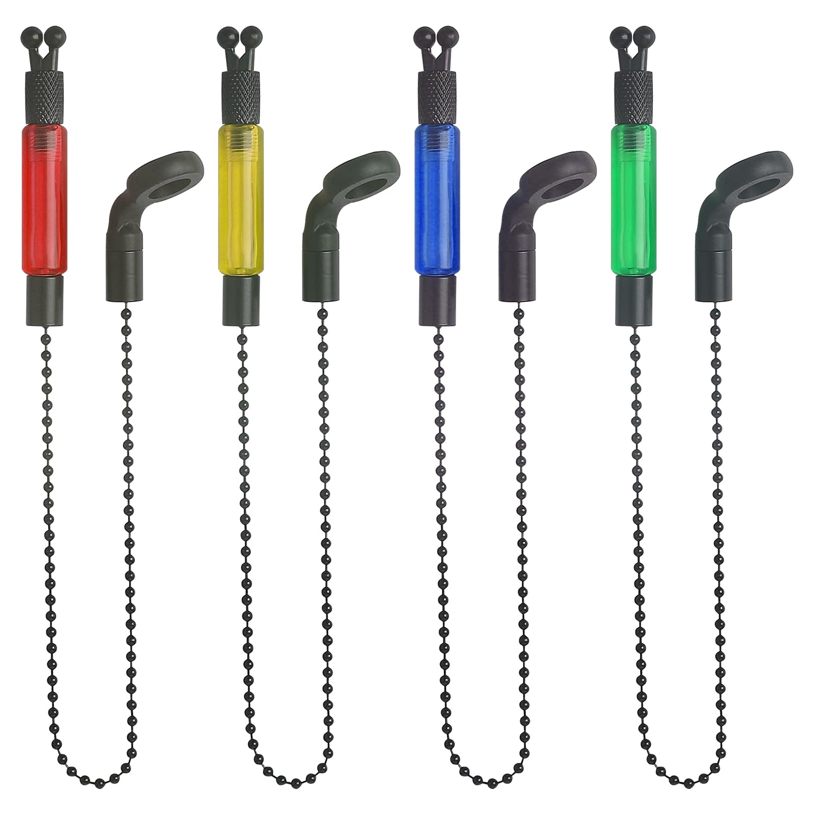 Realure 4 Pcs Light Fishing Bobbins Bite Alarm Bobbins Carp Bobbins Swingers Carp Fishing Bite Indicators for Carp fishing Night fishing Carp Accessories Outdoor Rod Illuminated Red Yellow Blue Green