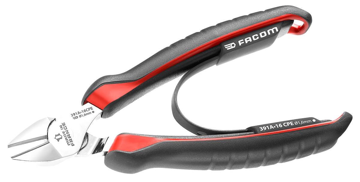 FACOM Electrician Diagonal Cutting Pliers - 391A.16CPE, Red/Black, 160 mm