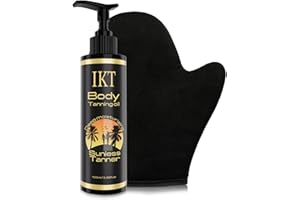 FUNAN Self Tanner Tanning Oil Kit, Deep Moisturizing Sunless Tanner with Application Mitt, Even & Natural Bronzing Self Tan for Face & Body, 3.38 fl oz