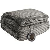 HOMISPRITE Heated Blanket Twin Size 62"x84",ETL Certification-6 Heating Levels Electric Blanket&1-10 Hour Auto Off,Machine Washable Heating Blanket (Grey)