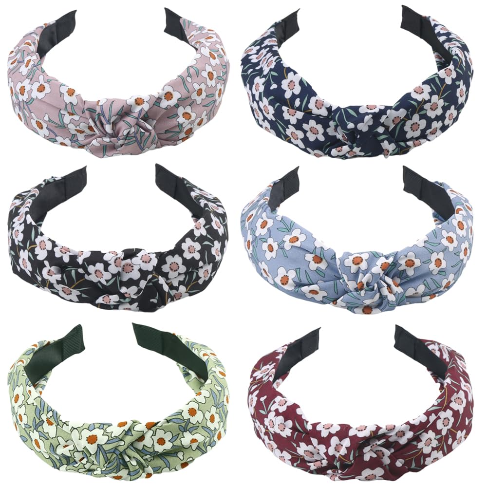 AIZIYIN Women's Leopard Print Headbands (6 Pack, 1.18 Inch Wide, Elastic, Perfect for Daily Wear, Parties, Festivals)