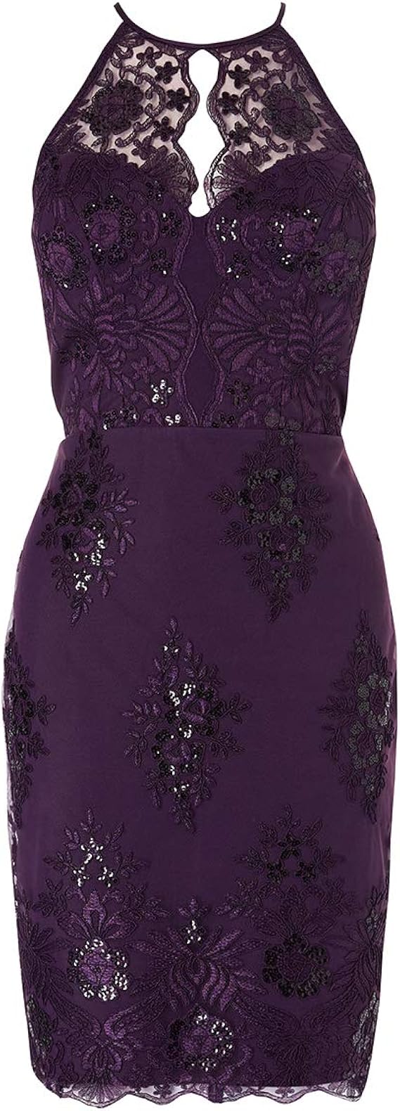 lipsy sequin apron neck bodycon dress