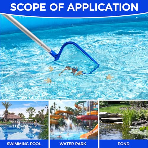 CNMTCCO Swimming Pool Skimmer Net with 204cm Telescopic Pole, Extra Long Pool Net for Cleaning Leaves, Fine Mesh Pond Net for Garden Ponds, Hot Tubs, Spas & Above Ground Pools, Reinforced Aluminium