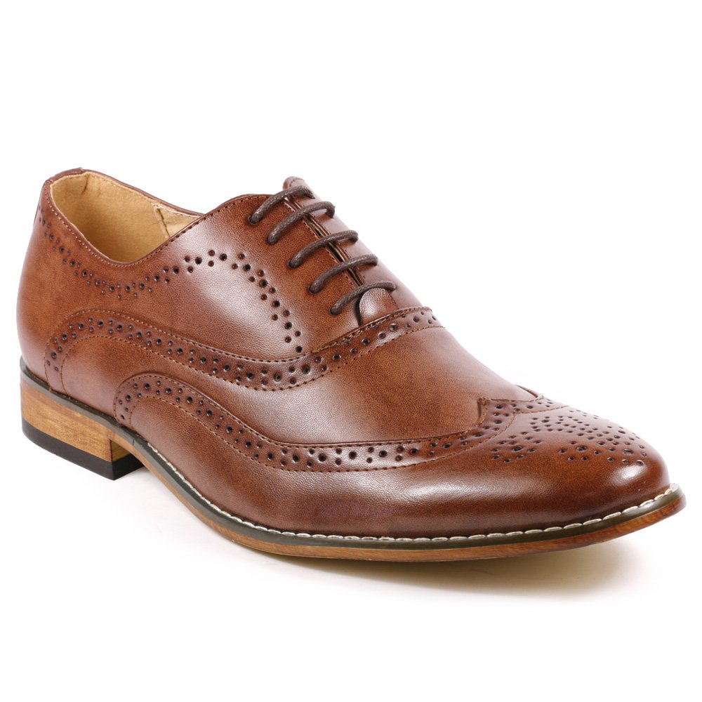 Metrocharm MC102 Men's Wing Tip Perforated Lace Up Oxford Dress Shoes