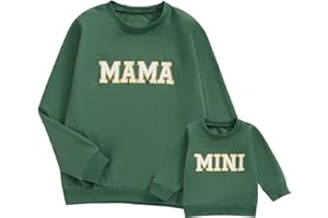 Winioder Mommy and Me Matching Outfits Letter Print Crewneck Pullover Sweatshirt Long Sleeve Shirt Tops Baby Clothes