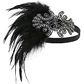 YEEBOM Vintage 1920 Flapper Feather Headband Roaring 20s Great Gatsby Headpiece Hair Accessories for Women