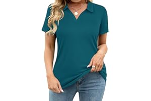 TIYOMI Plus Size Collared Polo Shirts Summer Short Sleeve V Neck Business Tops for Women XL-5XL